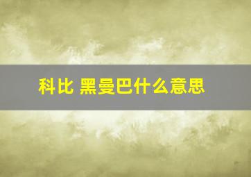 科比 黑曼巴什么意思